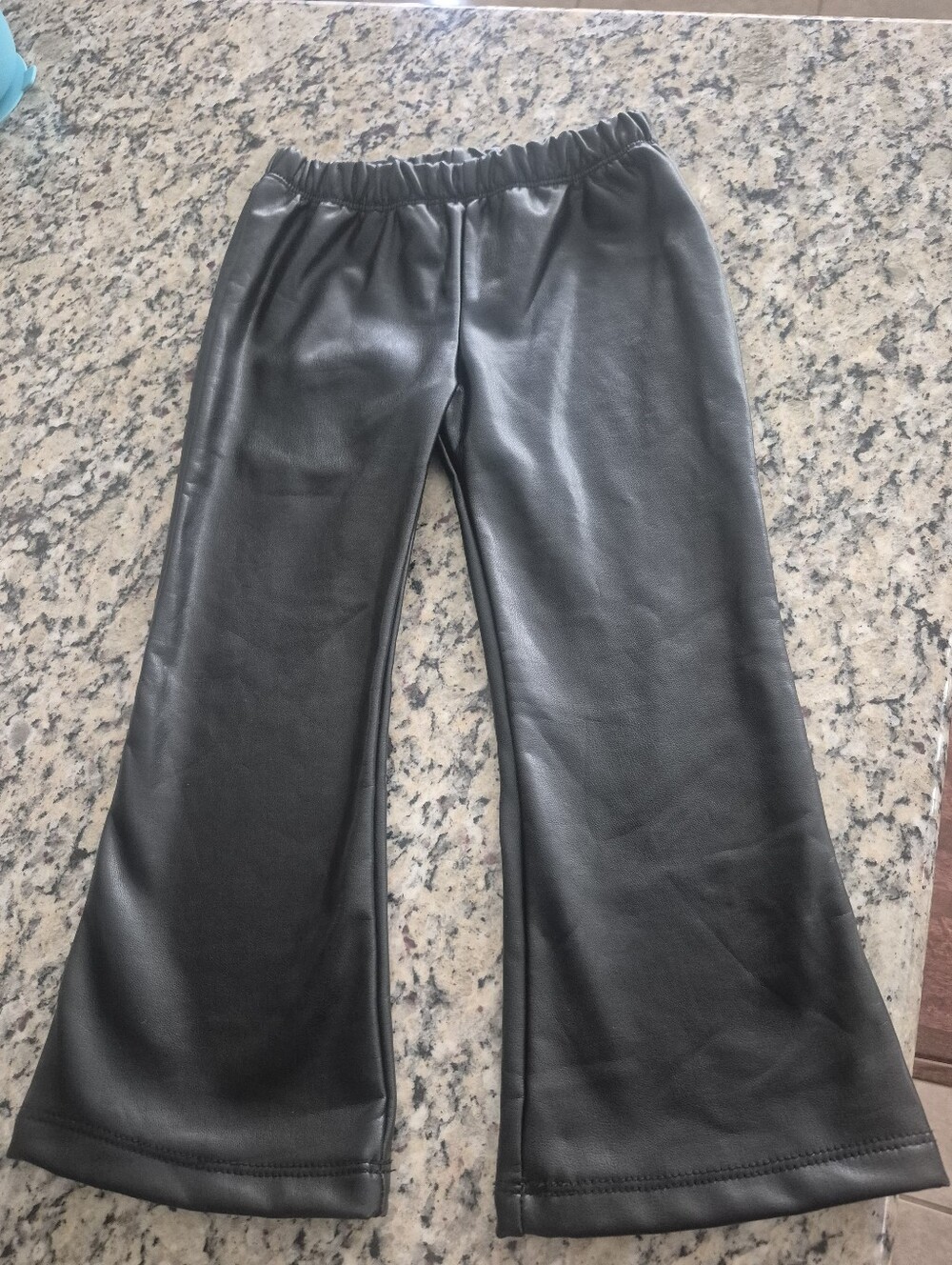 3T Black Faux Leather Flare Pants | Kids Toddler Girls